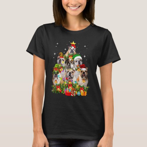 English Bulldog Christmas Tree Dog Xmas 1 T_Shirt