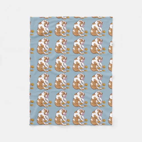 English Bulldog Crochet Fleece Blanket