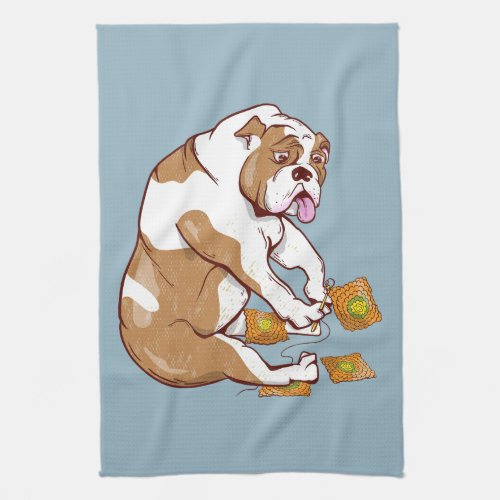 English Bulldog Crochet Kitchen Towel