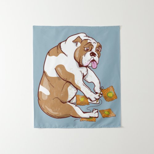 English Bulldog Crochet Tapestry