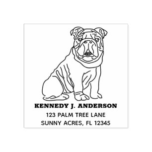 English Bulldog Custom Return Address Rubber Stamp