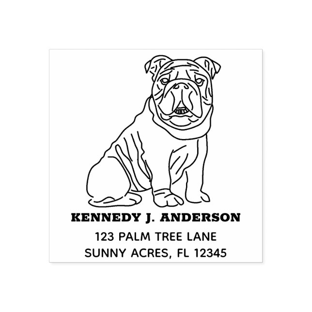 English Bulldog Custom Return Address Rubber Stamp (Imprint)