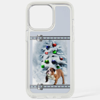 English Bulldog Cute Blue Christmas Holidays iPhone 15 Pro Max Case