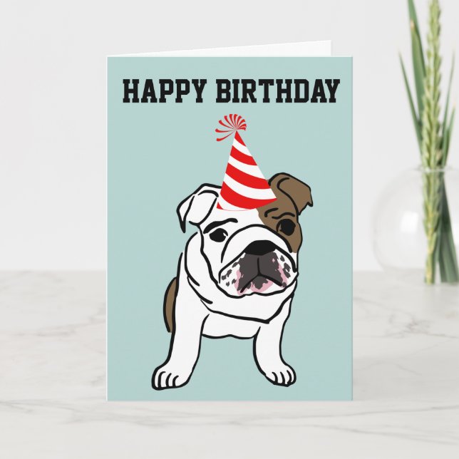 ENGLISH BULLDOG CUTE FUNNY BIRTHDAY CARD (Front)