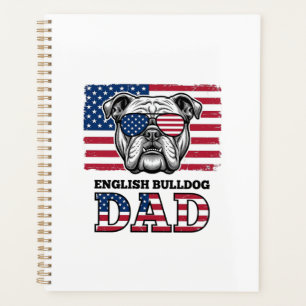 English Bulldog Dad Patriotic Vintage Shirt Design Planner