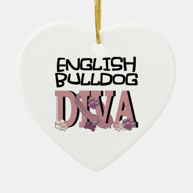 English Bulldog DIVA Ceramic Ornament (Front)