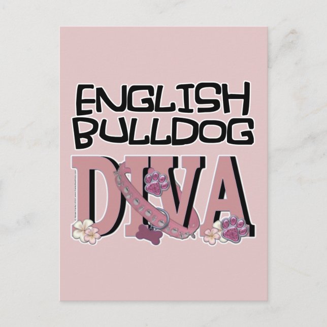 English Bulldog DIVA Postcard (Front)