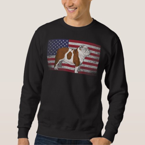 English Bulldog Dog 4th Of July  American Flag Ame Sweatshirt