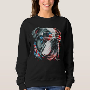 English Bulldog Dog 4th of July American Flag USA Sweatshirt