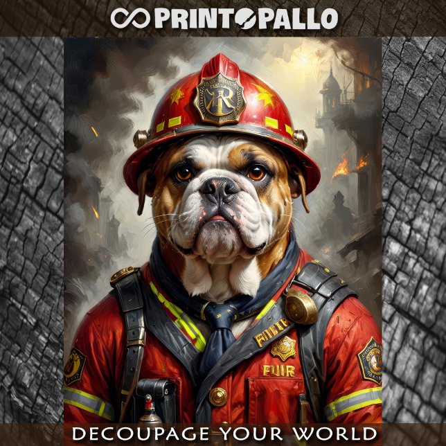 English Bulldog dog acting as Firefighter -  Tissue Paper (Creator Uploaded)