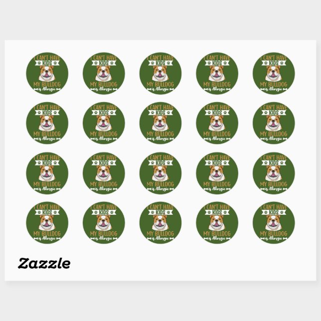 English Bulldog Dog Apparel For Men And Women Classic Round Sticker (Sheet)