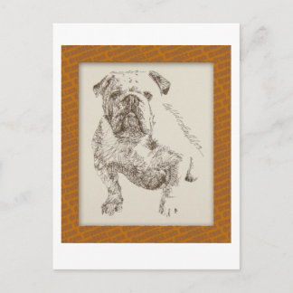 English Bulldog dog art drawn from words Postcard