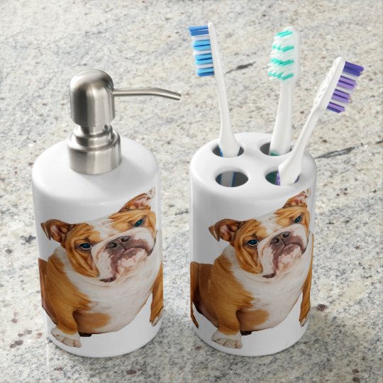 English Bulldog Dog Bath Set