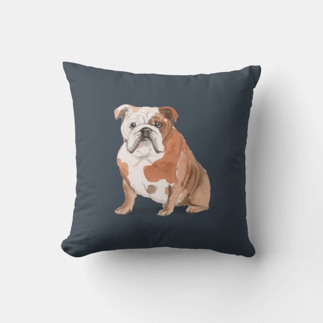 English Bulldog & Dog Bones Throw Pillow (Front)