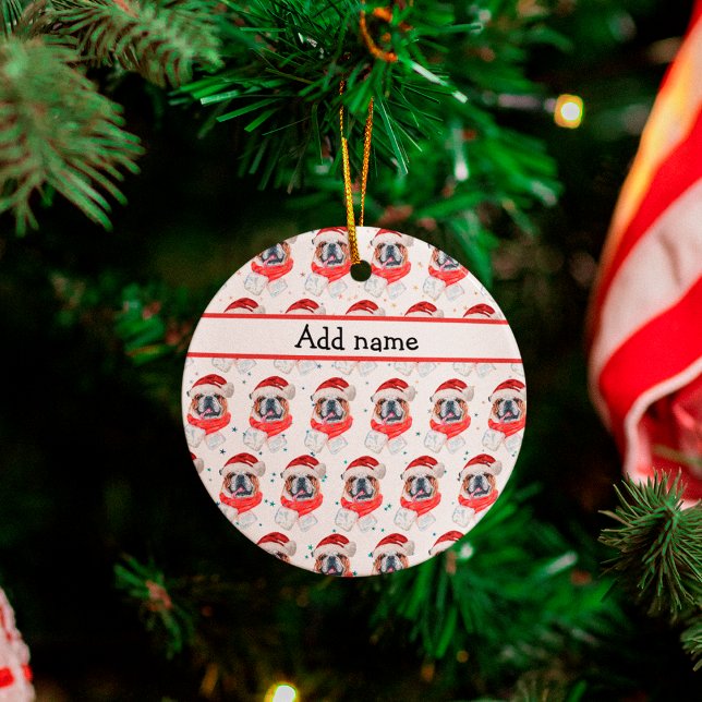 English Bulldog Dog Breed Christmas Ceramic Ornament (Creator Uploaded)