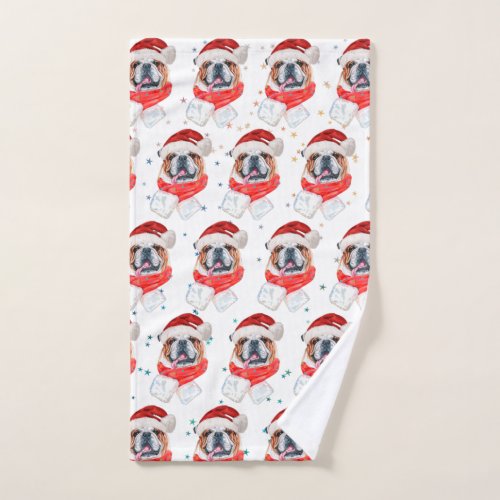 English Bulldog Dog Breed Christmas Hand Towel