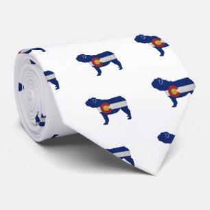 English Bulldog Dog Breed Colorado Flag Neck Tie