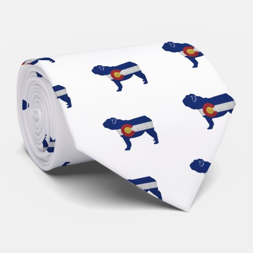 English Bulldog Dog Breed Colorado Flag Neck Tie