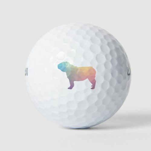 English Bulldog Dog Breed Geo Silhouette Pastel Golf Balls