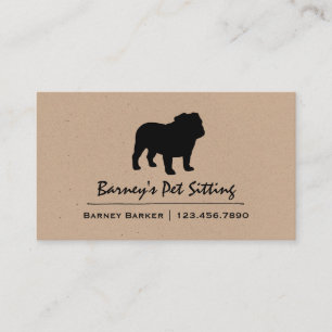 English Bulldog Dog Breed Silhouette Business Card