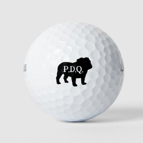 English Bulldog Dog Breed Silhouette Custom Text Golf Balls