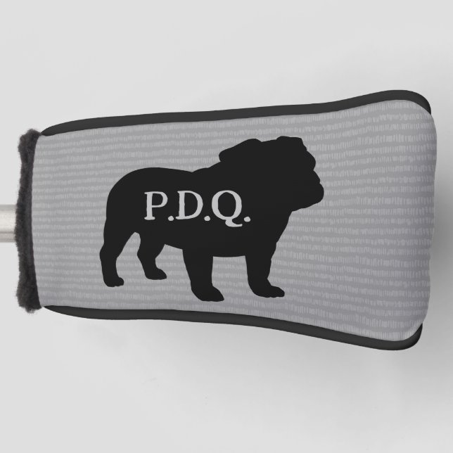 English Bulldog Dog Breed Silhouette Custom Text Golf Head Cover (Front)