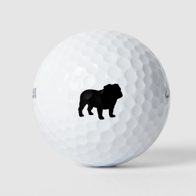 English Bulldog Dog Breed Silhouette Golf Balls (Front)
