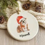 English Bulldog Dog Christmas Ceramic Ornament
