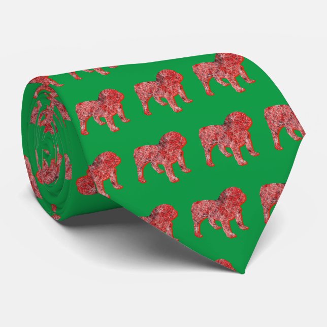 English Bulldog Dog Christmas Silhouette Gren Neck Neck Tie (Rolled)