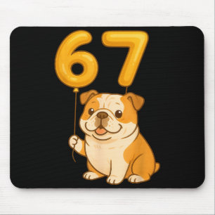 English Bulldog Dog Funny 67 Meme Six Seven Balloo Mouse Pad