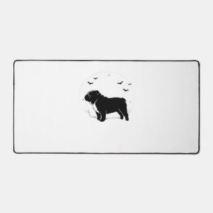 English Bulldog Dog – Halloween Moon Silhouette Ov Desk Mat