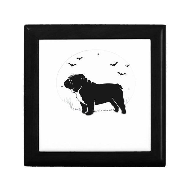 English Bulldog Dog – Halloween Moon Silhouette Ov Gift Box (Front)