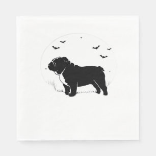 English Bulldog Dog – Halloween Moon Silhouette Ov Napkins