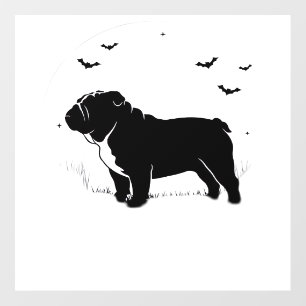 English Bulldog Dog � Halloween Moon Silhouette Ov Wall Decal