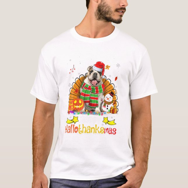 English Bulldog Dog Happy T-Shirt (Front)