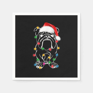 English Bulldog Dog Lights Christmas Matching Fami Napkins