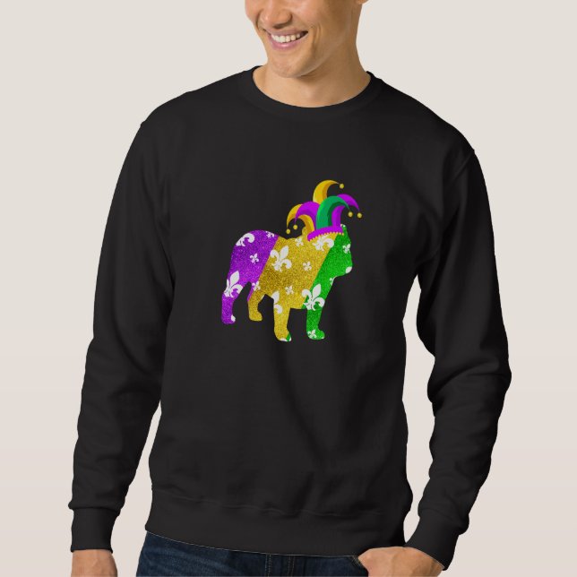 English Bulldog Dog Mardi Gras Carnivals Funny Pup Sweatshirt (Front)