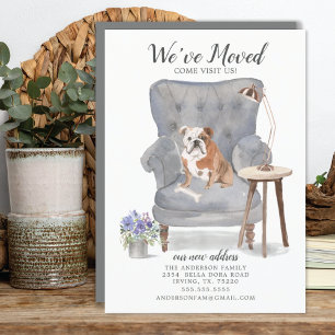 English Bulldog Dog Moving Announcement