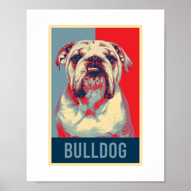 English Bulldog Dog Portrait Pop Art Poster (Front)
