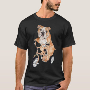 English Bulldog Dog Riding Bicycle Biker Dog T-Shirt