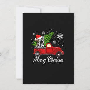English Bulldog Dog Riding Red Truck Christmas Dec Invitation