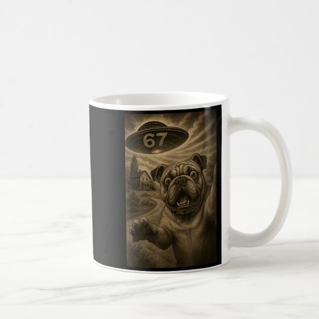 English Bulldog Dog Selfie 67 Meme Six Seven Funny Coffee Mug (Right)