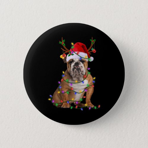 English Bulldog Dog Tree Christmas Lights Xmas Paj Button