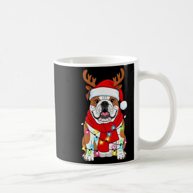 English Bulldog Dog Tree Christmas Lights Xmas Paj Coffee Mug (Right)