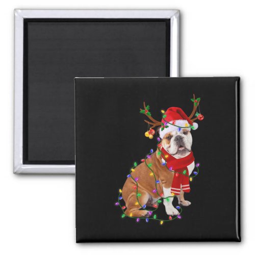 English Bulldog Dog Tree Christmas Lights Xmas Paj Magnet