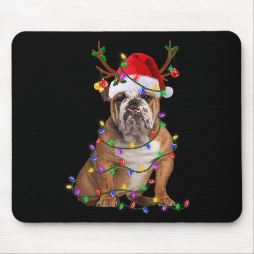 English Bulldog Dog Tree Christmas Lights Xmas Paj Mouse Pad