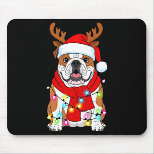 English Bulldog Dog Tree Christmas Lights Xmas Paj Mouse Pad
