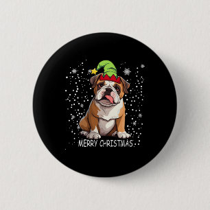 English Bulldog Dog Tree Christmas Sweater Xmas Do Button