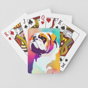 English Bulldog Dog Wild Nature Animal Painting Playing Cards