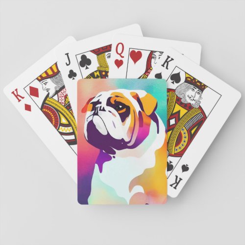 English Bulldog Dog Wild Nature Animal Painting Poker Cards